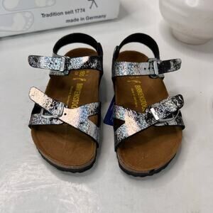 Birkenstock Rio Birko Flor Sandals Stardust Black Narrow Fit 0831283 Kid's 8 NWB